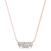 14K Rose Gold Diamond Three Stone Pendant Necklace