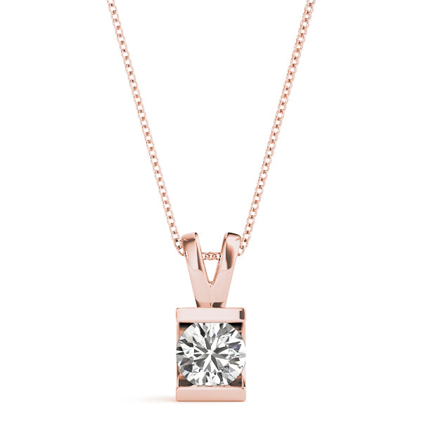 14K Rose Gold 1ct Diamond Solitaire Pendant