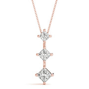 Rose Gold 0.76 CT Square Diamond Three-Stone Pendant