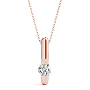 14K Rose Gold Round Diamond Solitaire Pendant