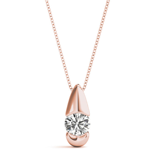 14K Rose Gold 1/2 CT Diamond Solitaire Pendant