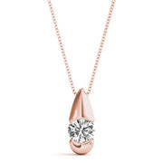 14K Rose Gold 1/2 CT Diamond Solitaire Pendant