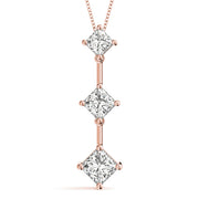 14K Rose Gold 1 ct tw Three Stone Diamond Pendant
