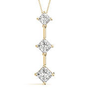 14K Yellow Gold Square Diamond Three-Stone Pendant