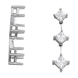 Diamond Three Stone 14K White Gold Pendant