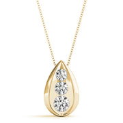 14K Yellow Gold 1 CT Diamond Three Stone Pendant