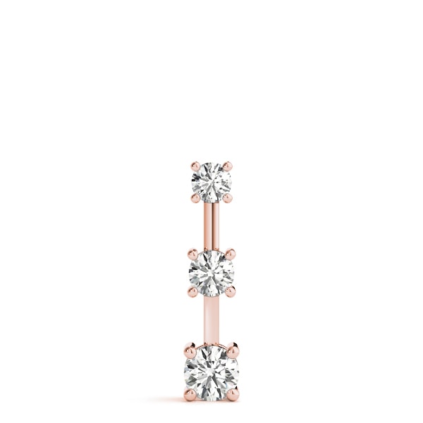 18K Rose Gold 1 ct tw Three Stone Diamond Pendant