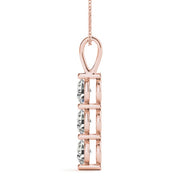 18K Rose Gold 1 ct tw Three Stone Diamond Pendant