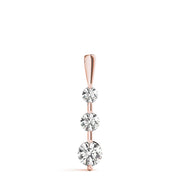 14K Rose Gold Diamond Three Stone Pendant Necklace