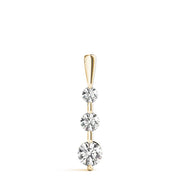 14K Yellow Gold Round Diamond Three-Stone Pendant