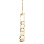 14K Yellow Gold Round Diamond Three-Stone Pendant
