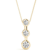 14K Yellow Gold 0.35ctw Diamond Three Stone Pendant
