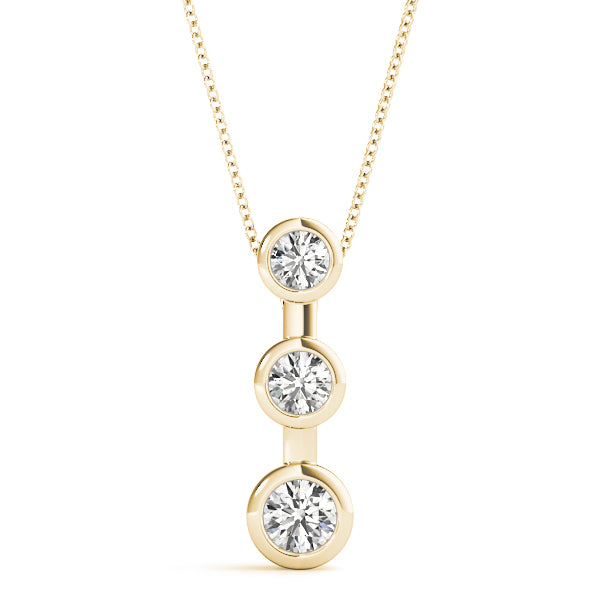 14K Yellow Gold 0.35ctw Diamond Three Stone Pendant