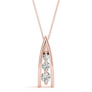 18K Rose Gold 1/2 ct tw Three Stone Diamond Pendant