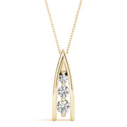 14K Yellow Gold 0.3ctw Diamond Three-Stone Pendant