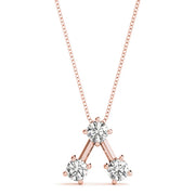 14K Rose Gold 1 CT Diamond 3-Stone Pendant
