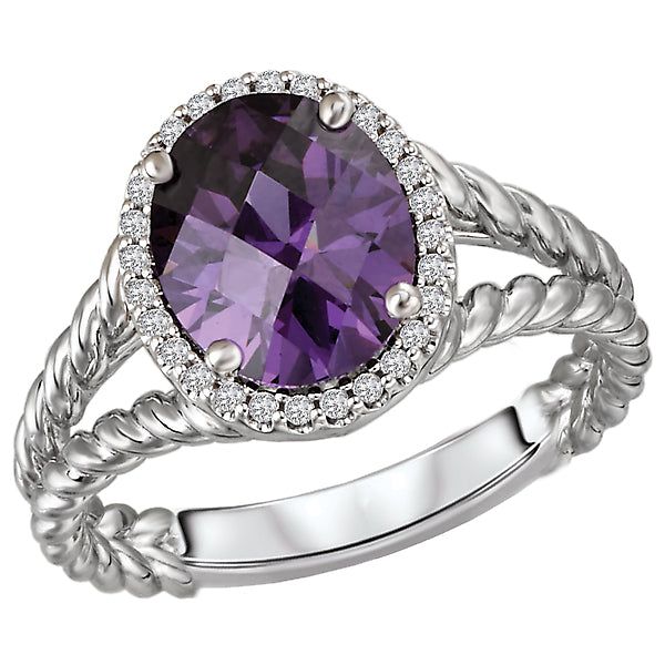 Ladies Fashion Gem-Stone and Diamond Ring