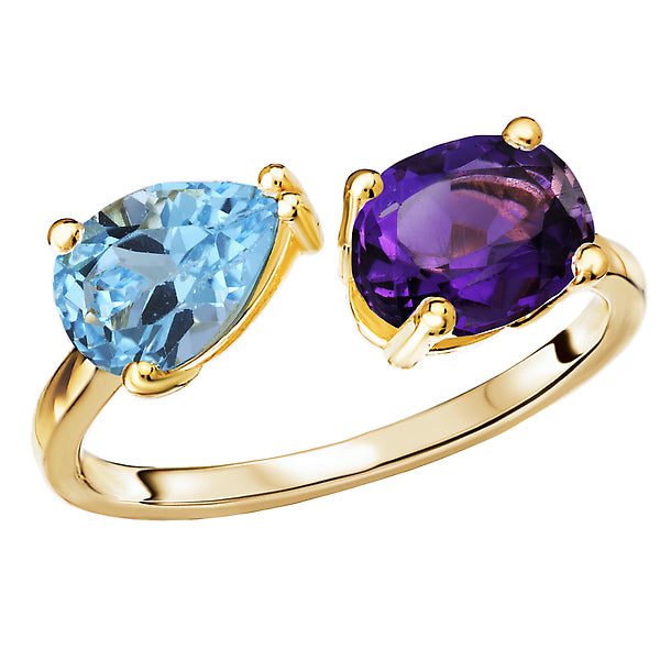 Amethyst and Swiss Blue Topaz Ring