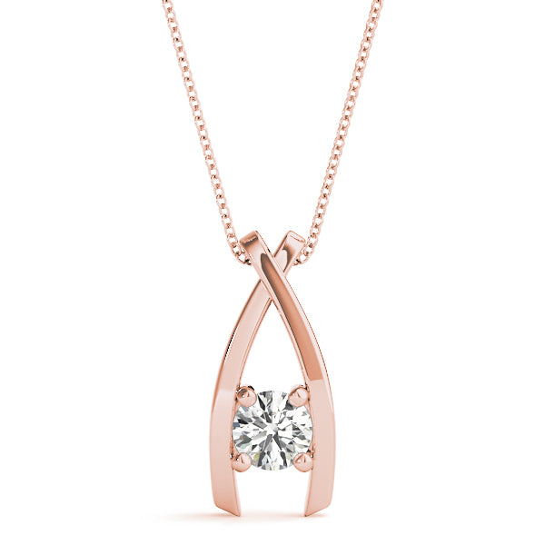 14K Rose Gold 1/3 ct tw Solitaire Diamond Pendant
