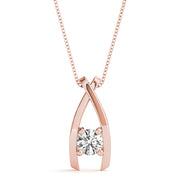 14K Rose Gold 1/3 CT Diamond Solitaire Pendant Necklace