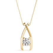 14K Yellow Gold Round Diamond Solitaire Pendant