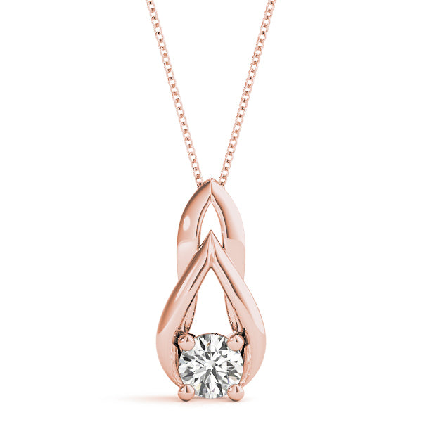 14K Rose Gold 1/3 ct tw Solitaire Diamond Pendant