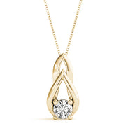 14K Yellow Gold Round Diamond Solitaire Pendant
