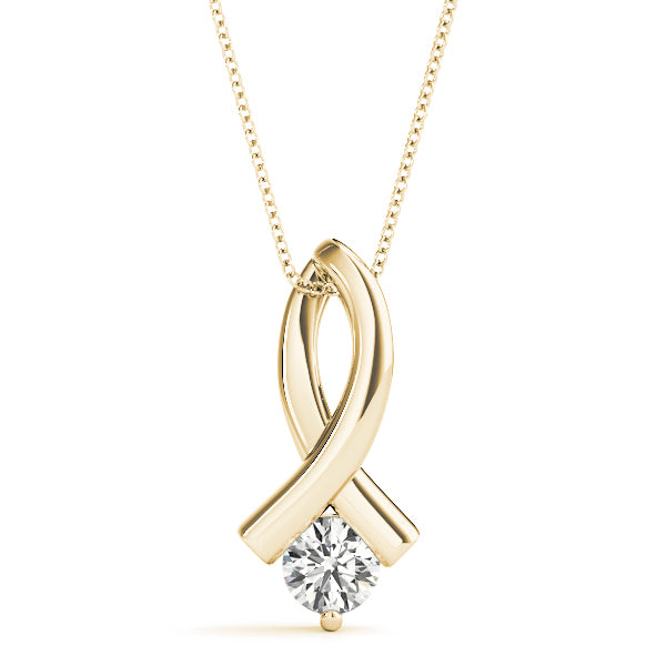 18K Yellow Gold Round Diamond Solitaire Pendant