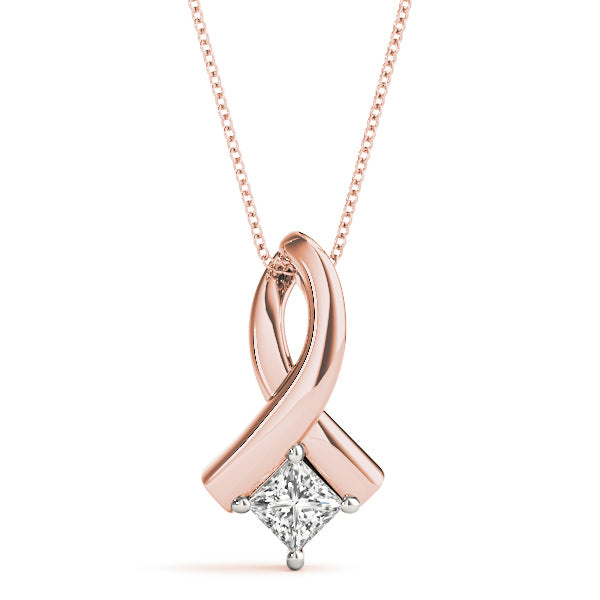 14K Rose Gold 1/3 ct tw Solitaire Diamond Pendant