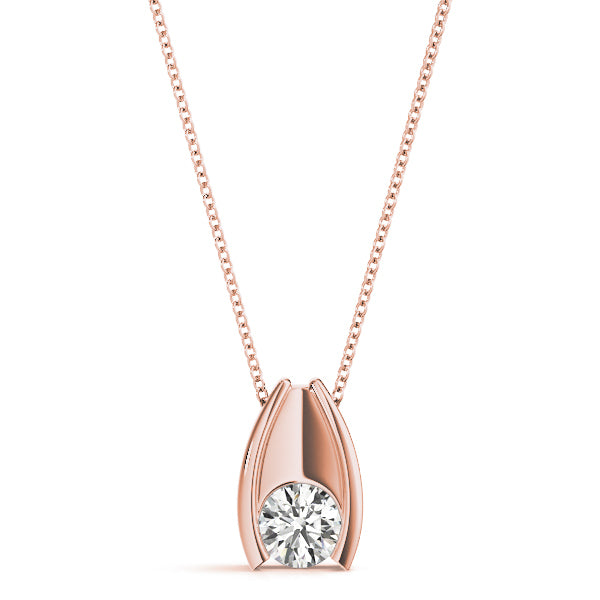 18K Rose Gold 1/3 ct tw Solitaire Diamond Pendant