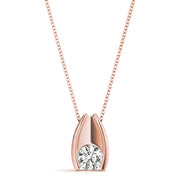 14K Rose Gold 1/3 CT Diamond Solitaire Pendant