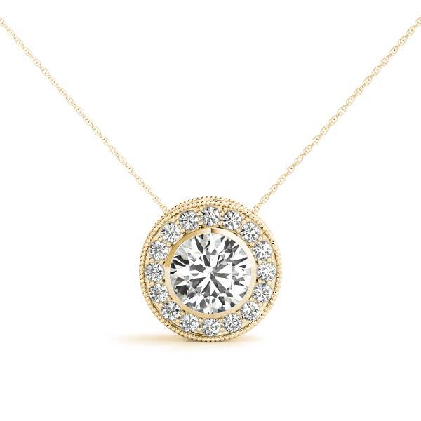 14K Yellow Gold 1 1/6 ct tw Halo Diamond Pendant