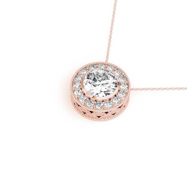 14K Rose Gold 1 1/6 ct tw Halo Diamond Pendant