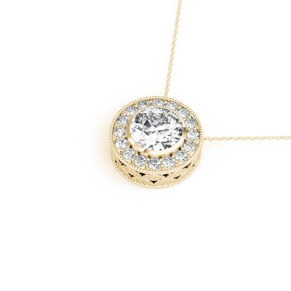 14K Yellow Gold 1 1/6 ct tw Halo Diamond Pendant