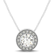 Platinum 1 1/6 ct tw Halo Diamond Pendant