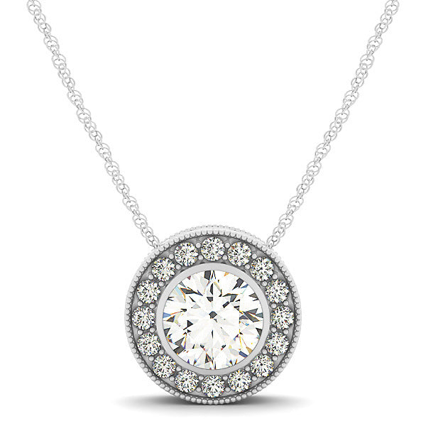 Platinum 1 1/6 ct tw Halo Diamond Pendant