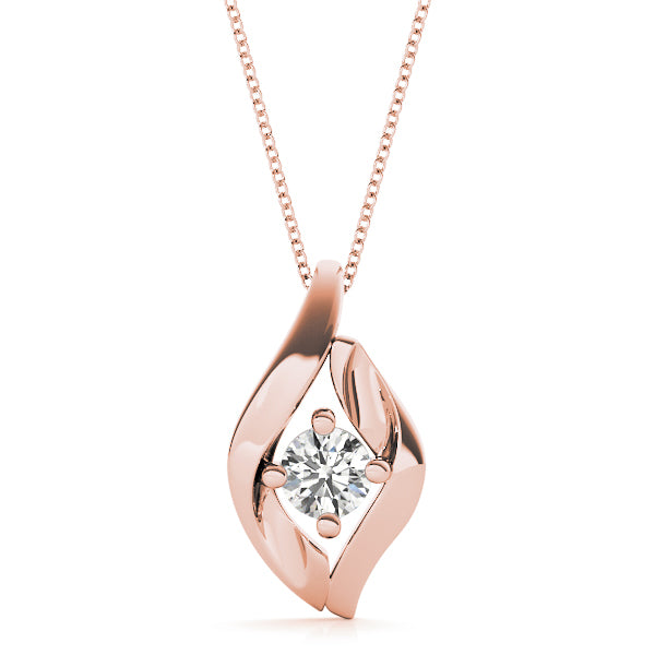 18K Rose Gold 1/3 ct tw Solitaire Diamond Pendant