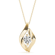 14K Yellow Gold Round Diamond Solitaire Pendant