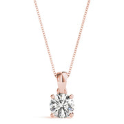 14K Rose Gold 1ct Diamond Solitaire Pendant
