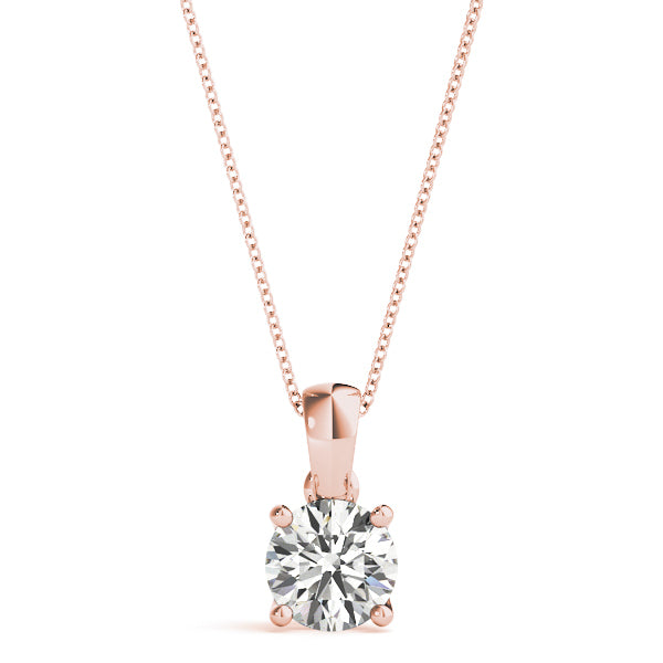 14K Rose Gold 1ct Diamond Solitaire Pendant