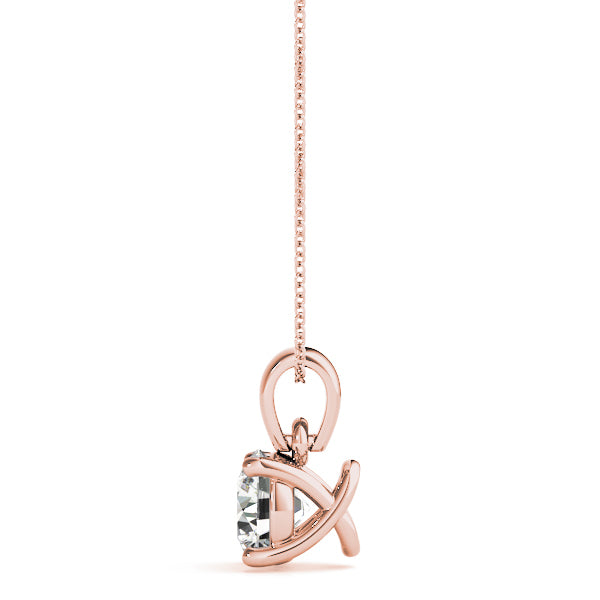 14K Rose Gold 1 ct tw Solitaire Diamond Pendant