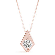 14K Rose Gold Round Diamond Solitaire Pendant