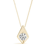 14K Yellow Gold Round Diamond Pendant