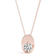 14K Rose Gold Round Diamond Solitaire Pendant
