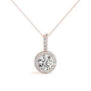 14K Rose Gold 3/8 ct tw Halo Diamond Pendant