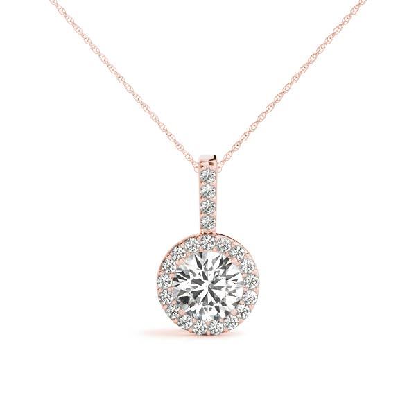 14K Rose Gold 3/8 ct tw Halo Diamond Pendant