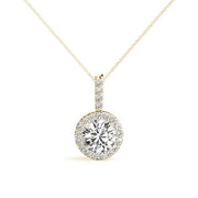 18K Yellow Gold 3/8 ct tw Halo Diamond Pendant