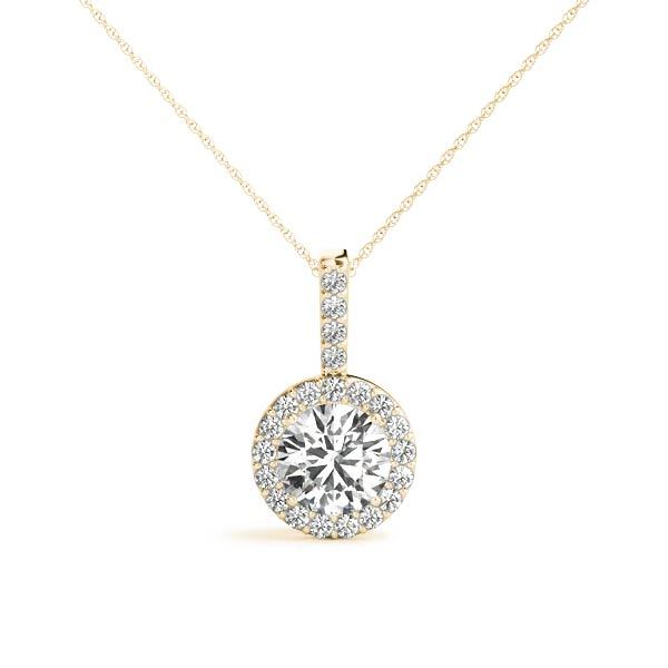 18K Yellow Gold 3/8 ct tw Halo Diamond Pendant