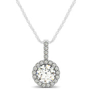 18K White Gold 3/8 ct tw Halo Diamond Pendant