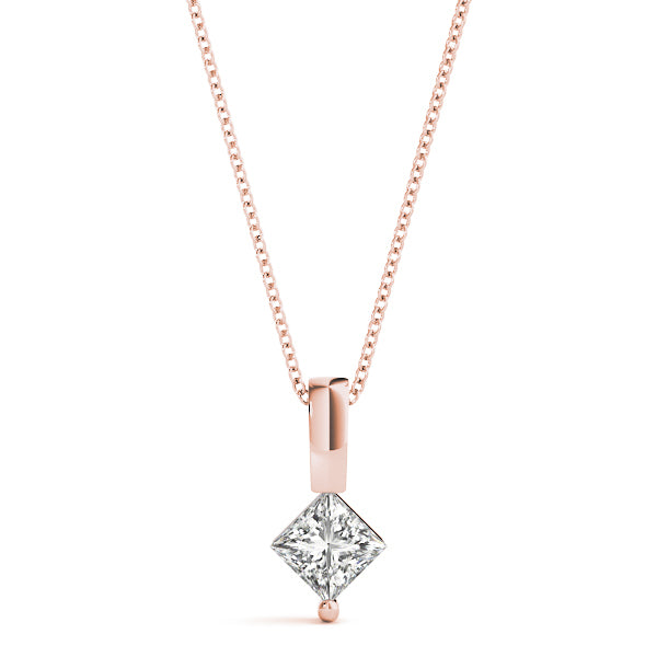 14K Rose Gold 1/20 ct tw Solitaire Diamond Pendant